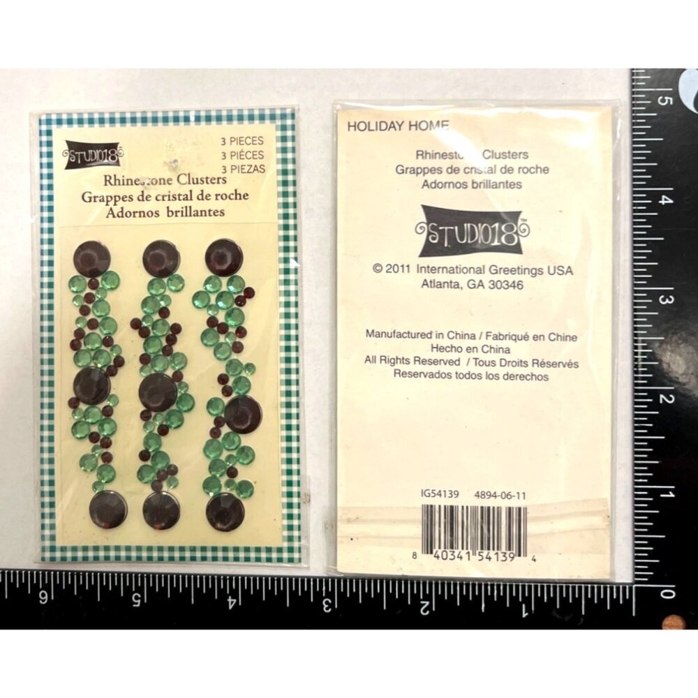 Green Burgundy Studio 18 Rhinestone Clusters Crystal Jewel 3 pack